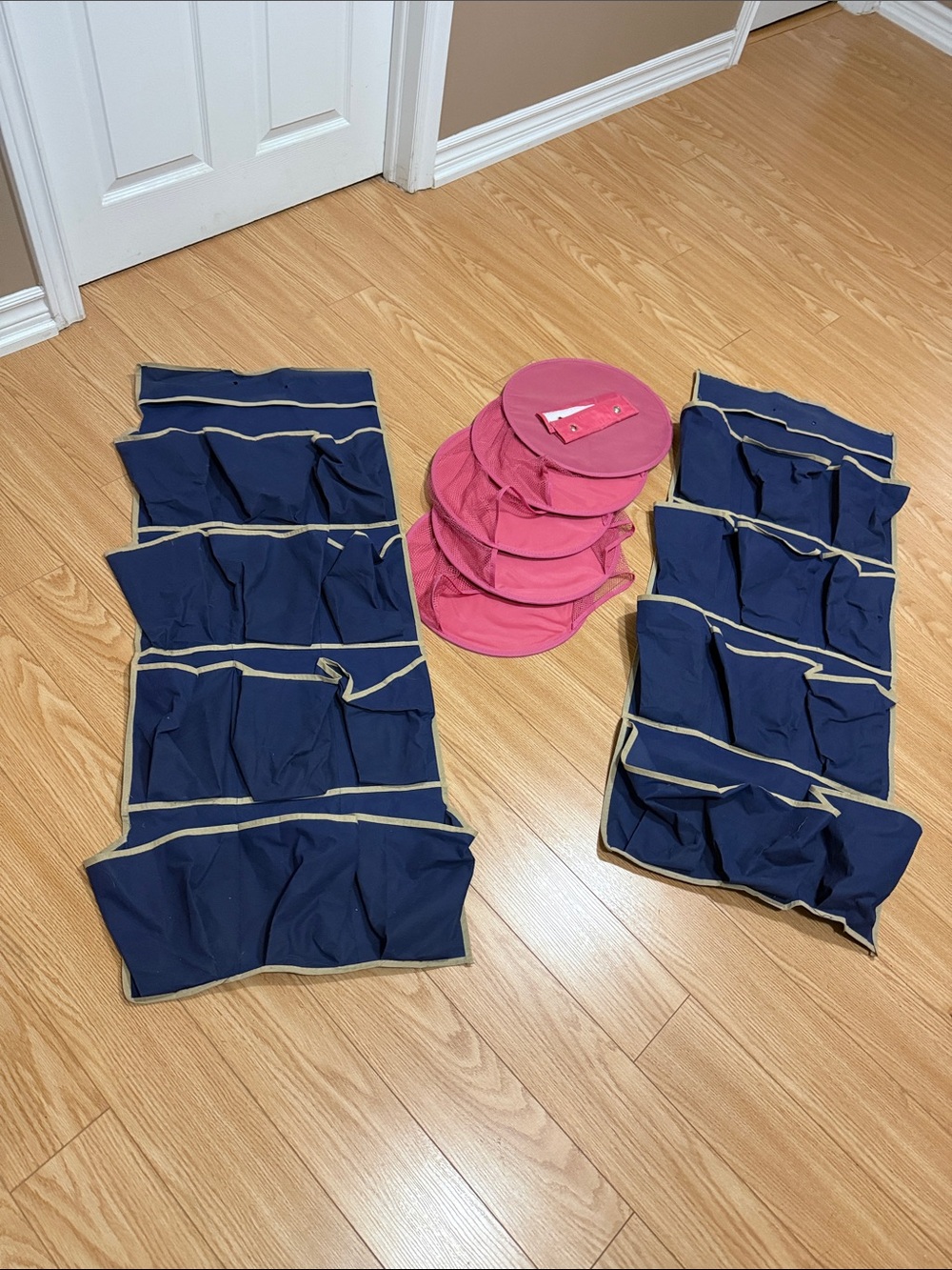 Kids Navy and Pink Closet Organizers - Set of Hanging Pocket Shelves